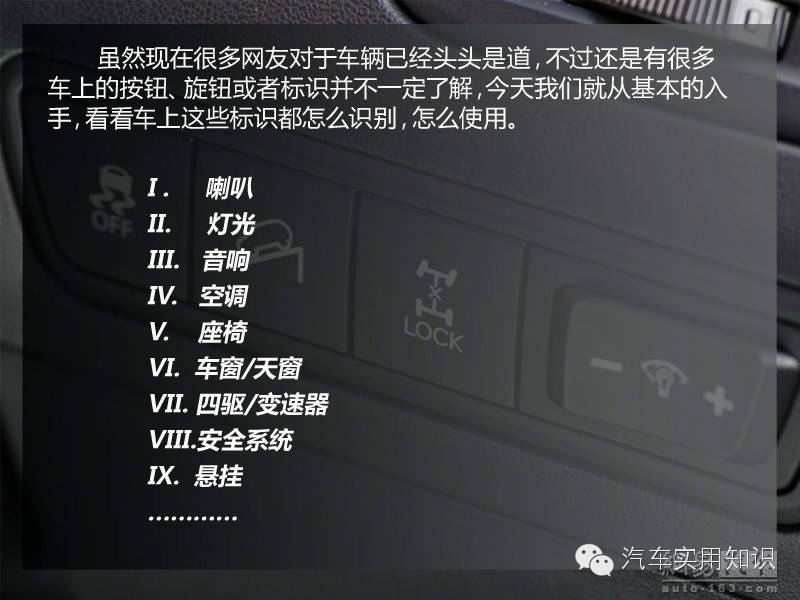 圖解汽車內部各種按鈕和標識的作用和含義&mdash;&mdash;汽車學堂（一）